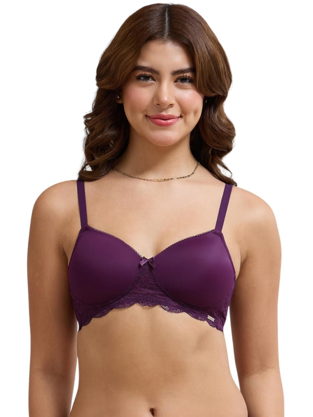 AMANTE -87701-Lace Elegance Padded Non-Wired Bra-PURPLE