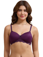 AMANTE -87701-Lace Elegance Padded Non-Wired Bra-PURPLE