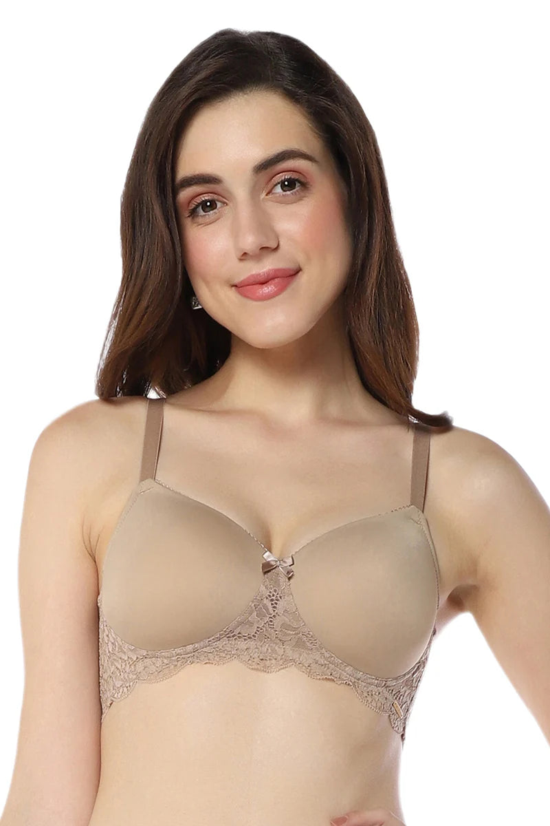 AMANTE -87701-Lace Elegance Padded Non-Wired Bra-PURPLE