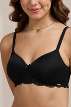 AMANTE -87701-Lace Elegance Padded Non-Wired Bra-PURPLE