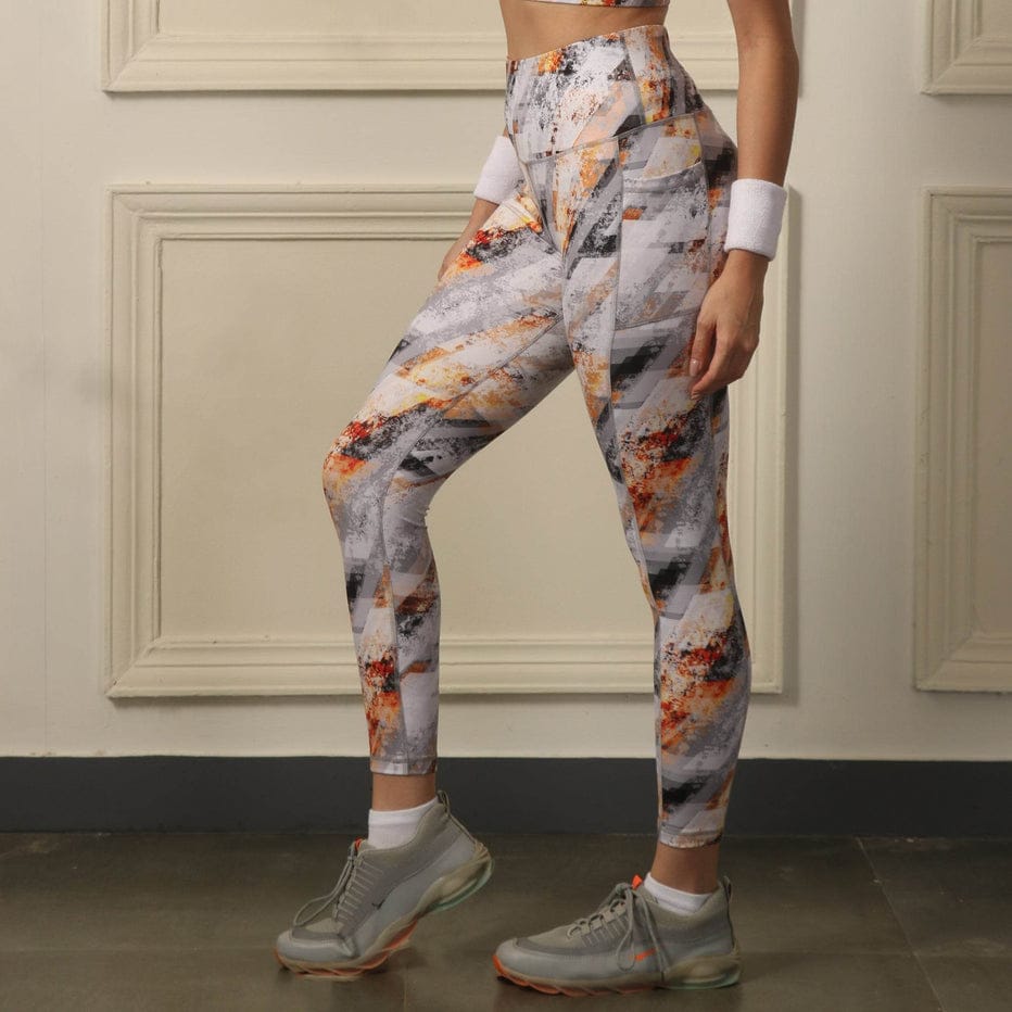 High Waist Ankle Length Sports Leggings With Pockets