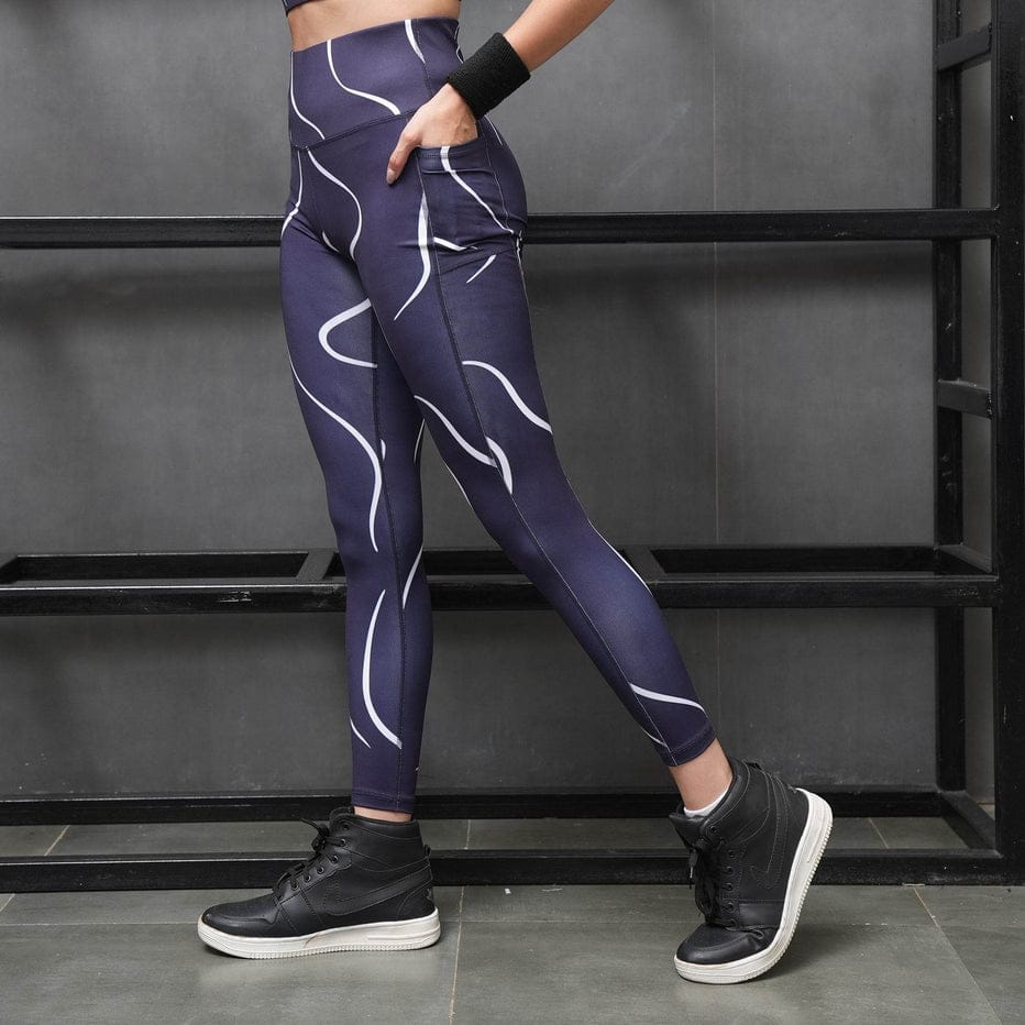 High Waist Ankle Length Sports Leggings With Pockets