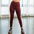 High Waist Ankle Length Sports Leggings with Mesh Panel and Quick Dry