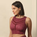 Medium Impact Quicky Dry Padded Sports Bra with Racerback and Mesh Detailing