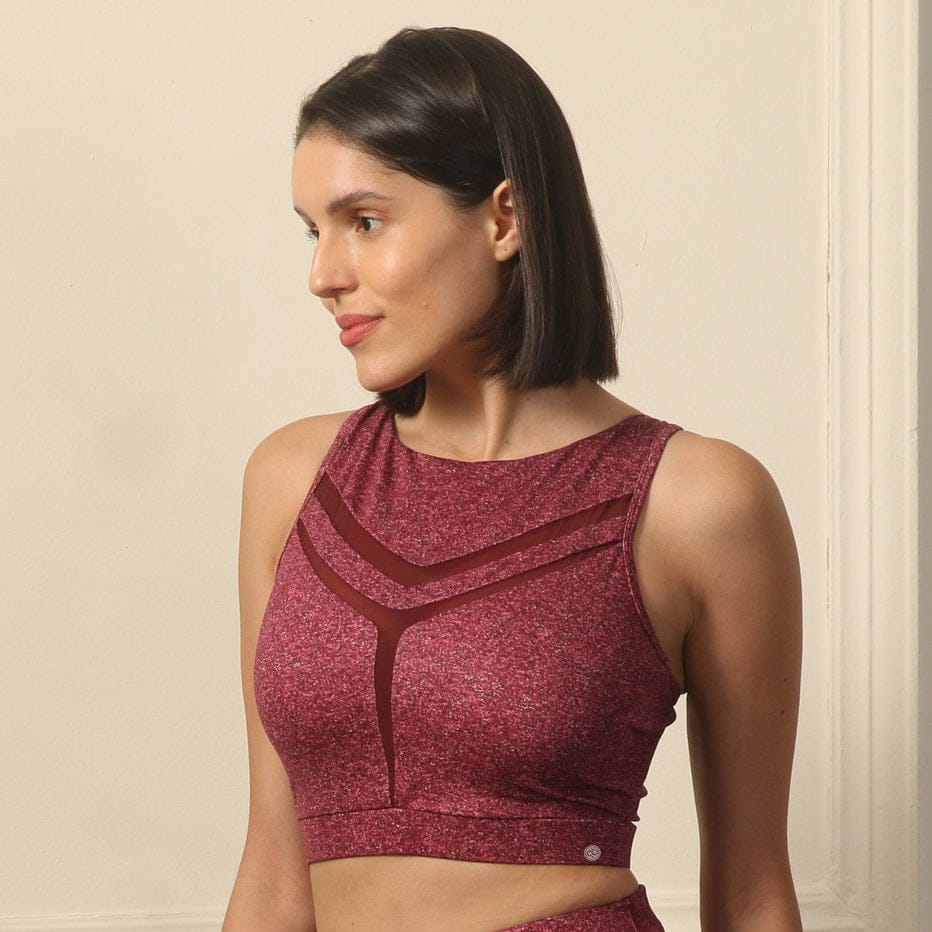 Medium Impact Quicky Dry Padded Sports Bra with Racerback and Mesh Detailing