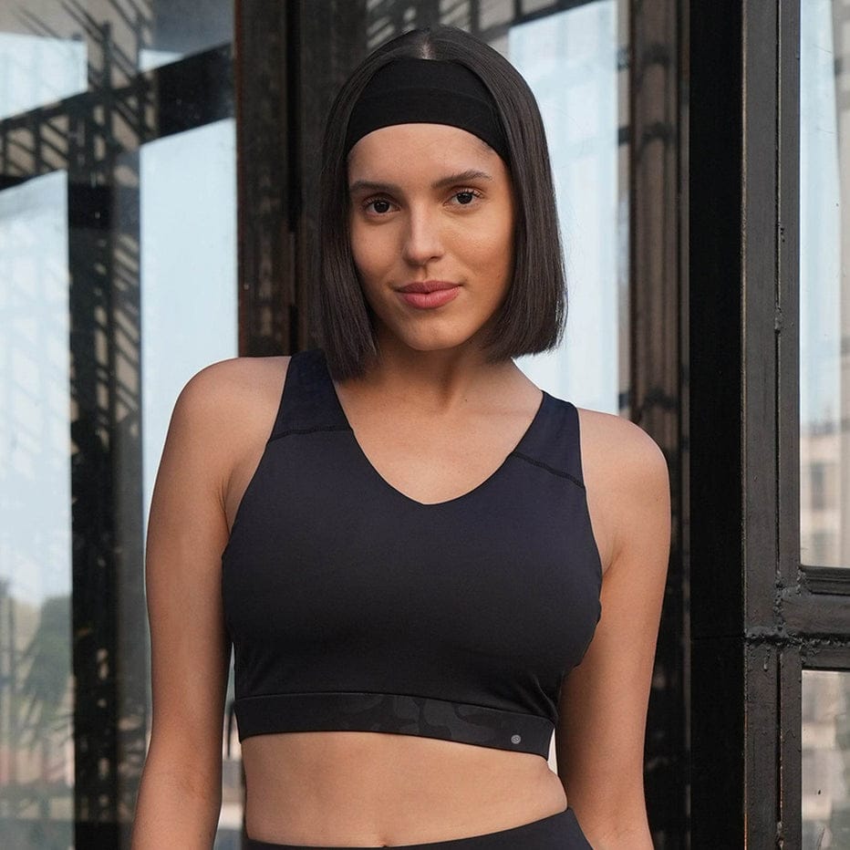 Medium-Impact Racerback Full Coverage Sports Bra with Mesh Detailing