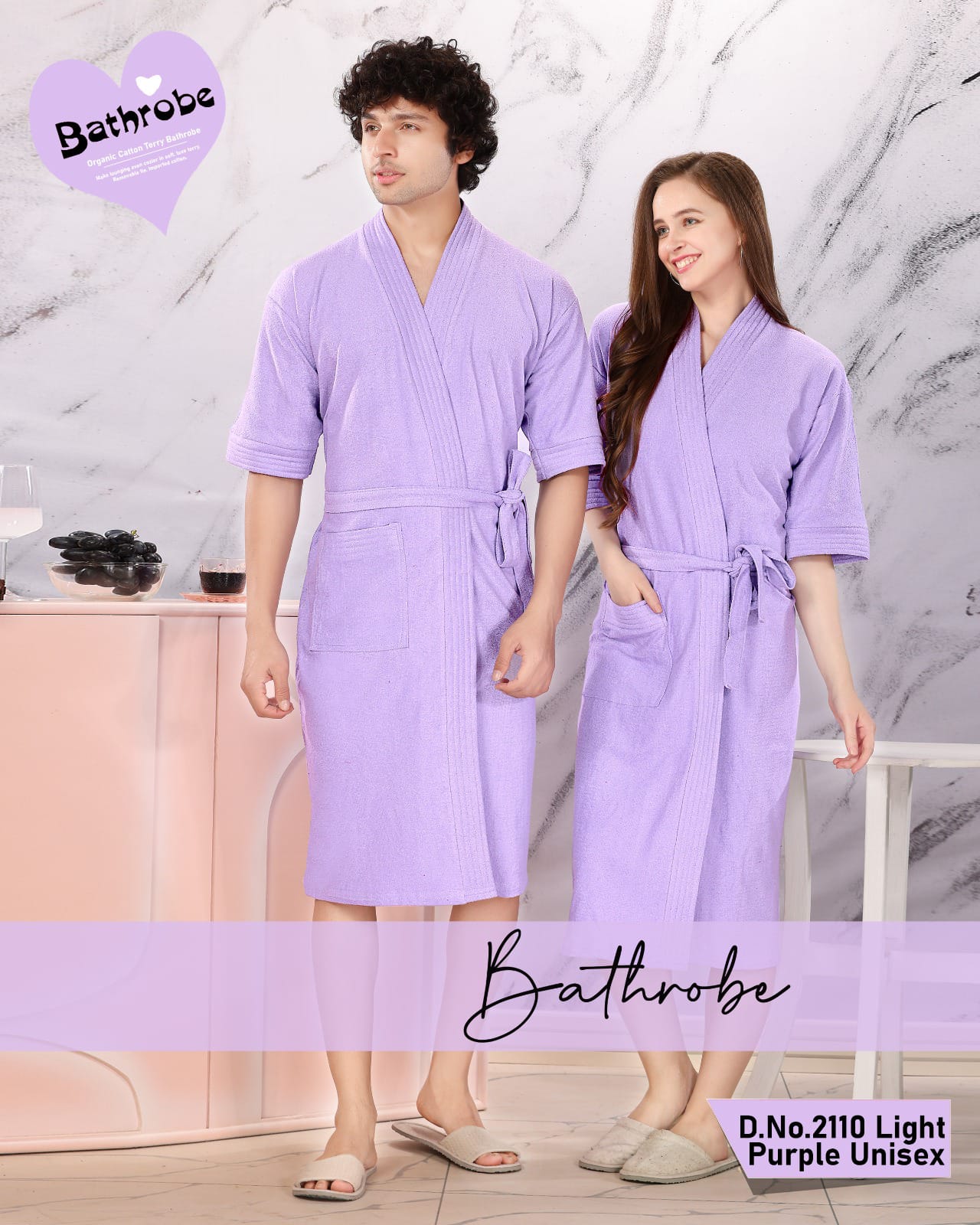 Bathrobe for Women Micro Terry Cotton Towel Robe | Unisex bathrope-LIGHT PURPLE