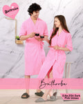 Bathrobe for Women Micro Terry Cotton Towel Robe| Unisex Bathrobe - DARK PINK