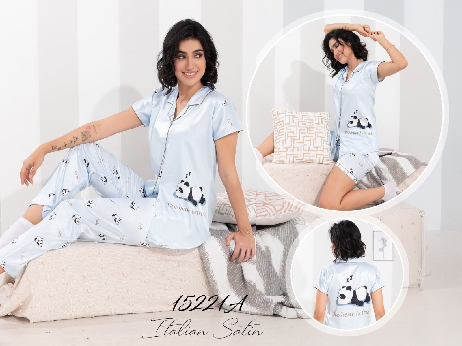 15221 SATIN 3PIC NIGHT SUIT