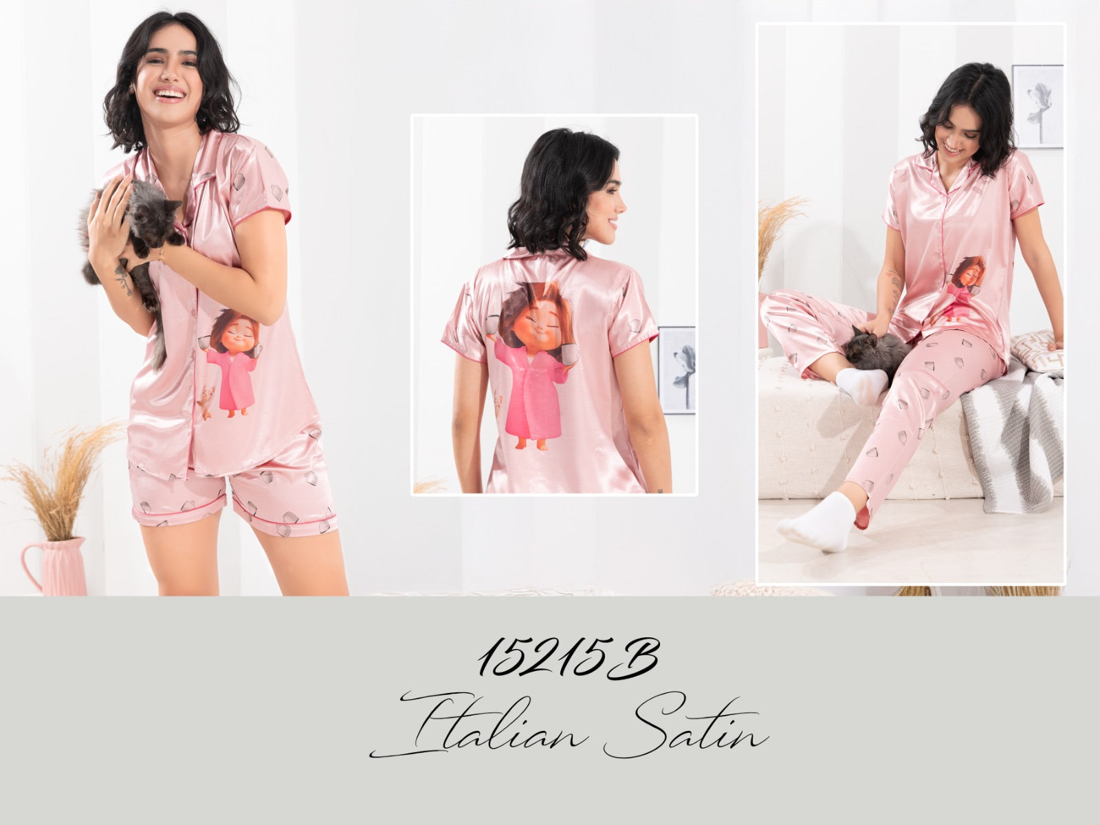 15215 SATIN 3PIC NIGHT SUIT