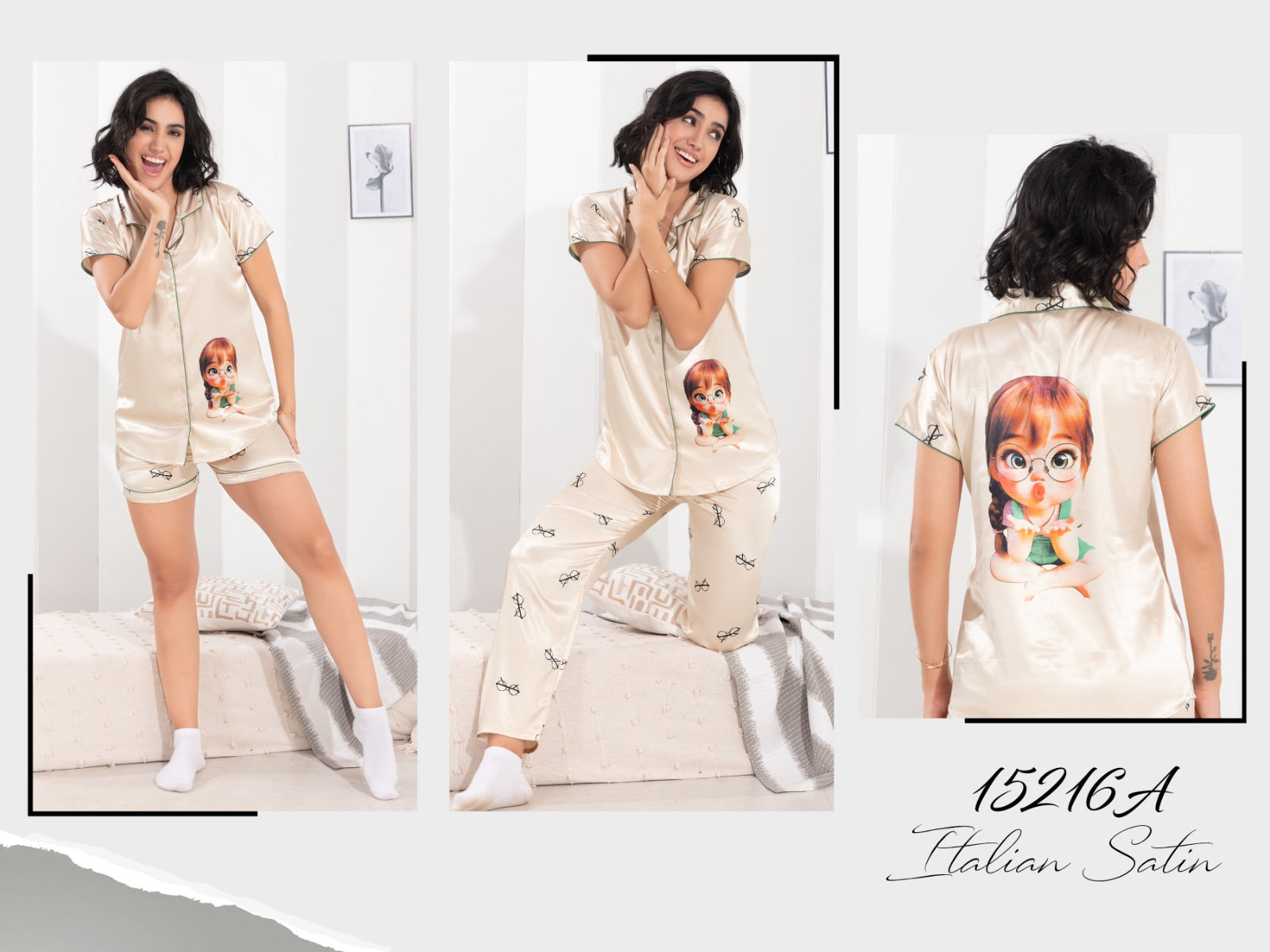 15216 SATIN 3 PIC NIGHT SUIT