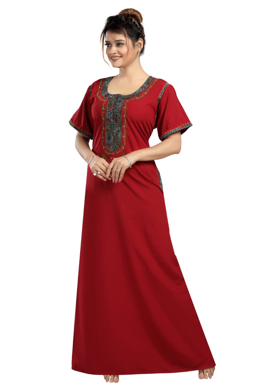 BHOPALI SMALL  WORK NIGHTY MARRON