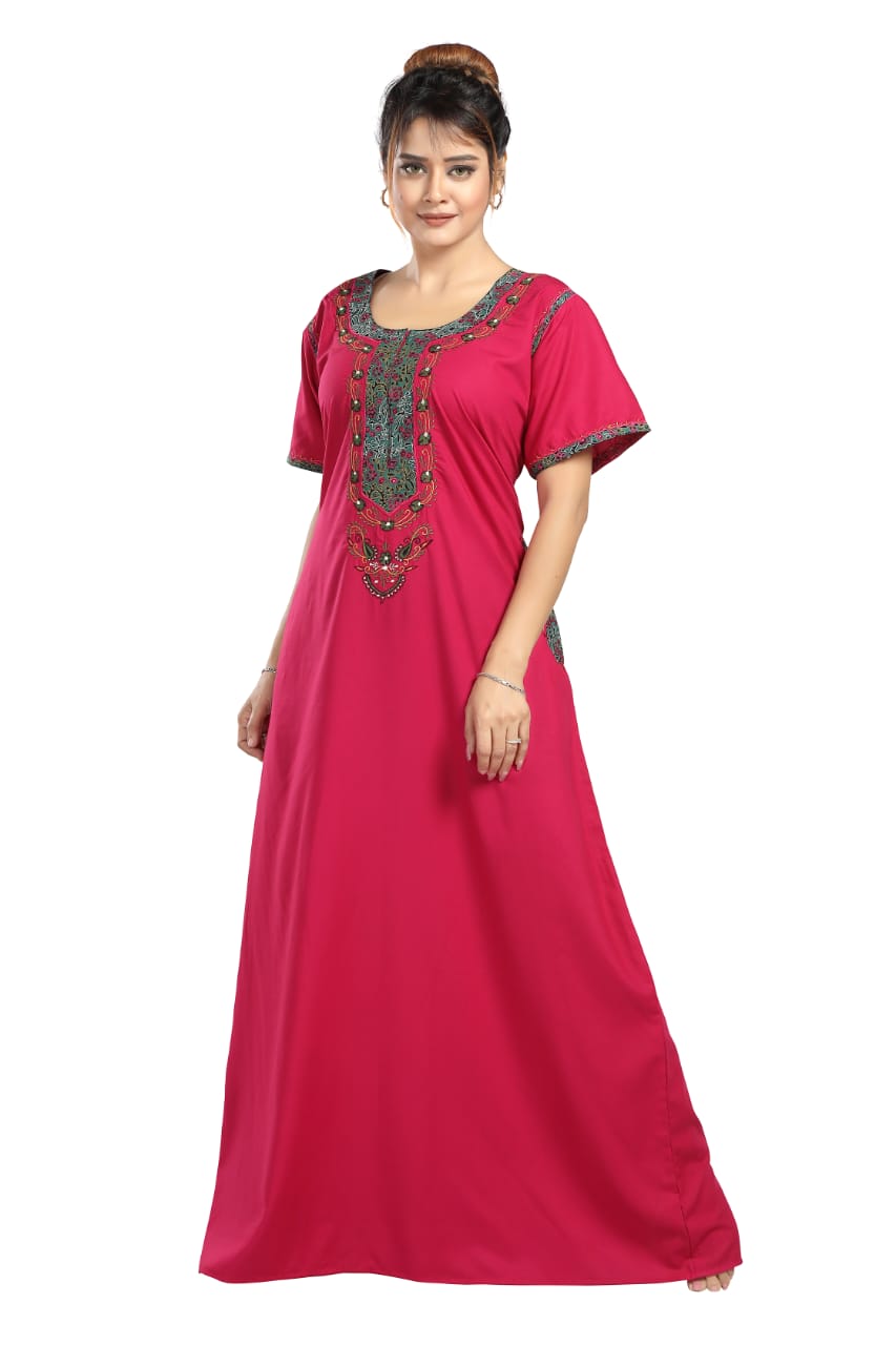 BHOPALI SAMLL WORK NIGHTY RANI PINK
