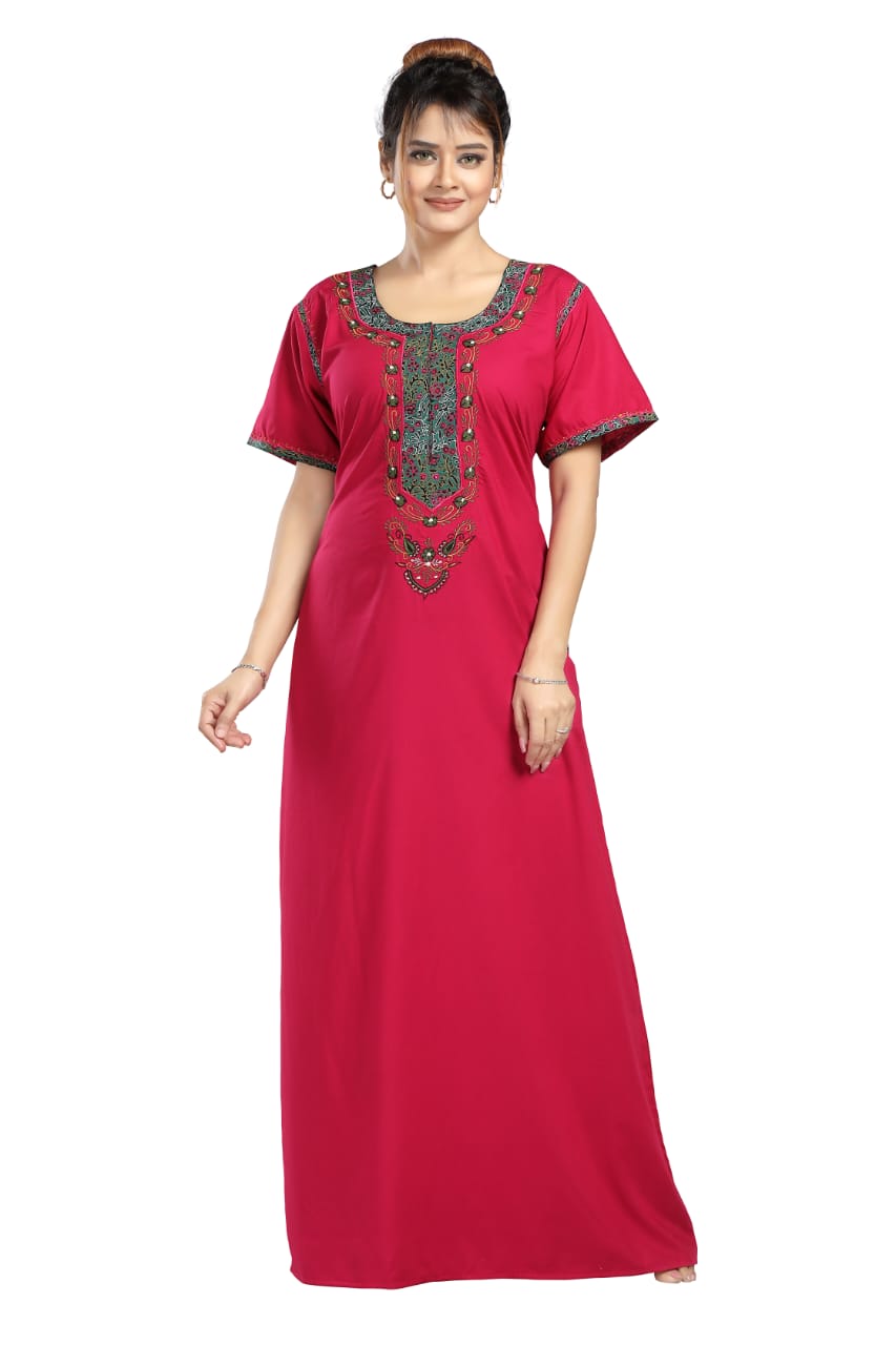 BHOPALI SAMLL WORK NIGHTY RANI PINK