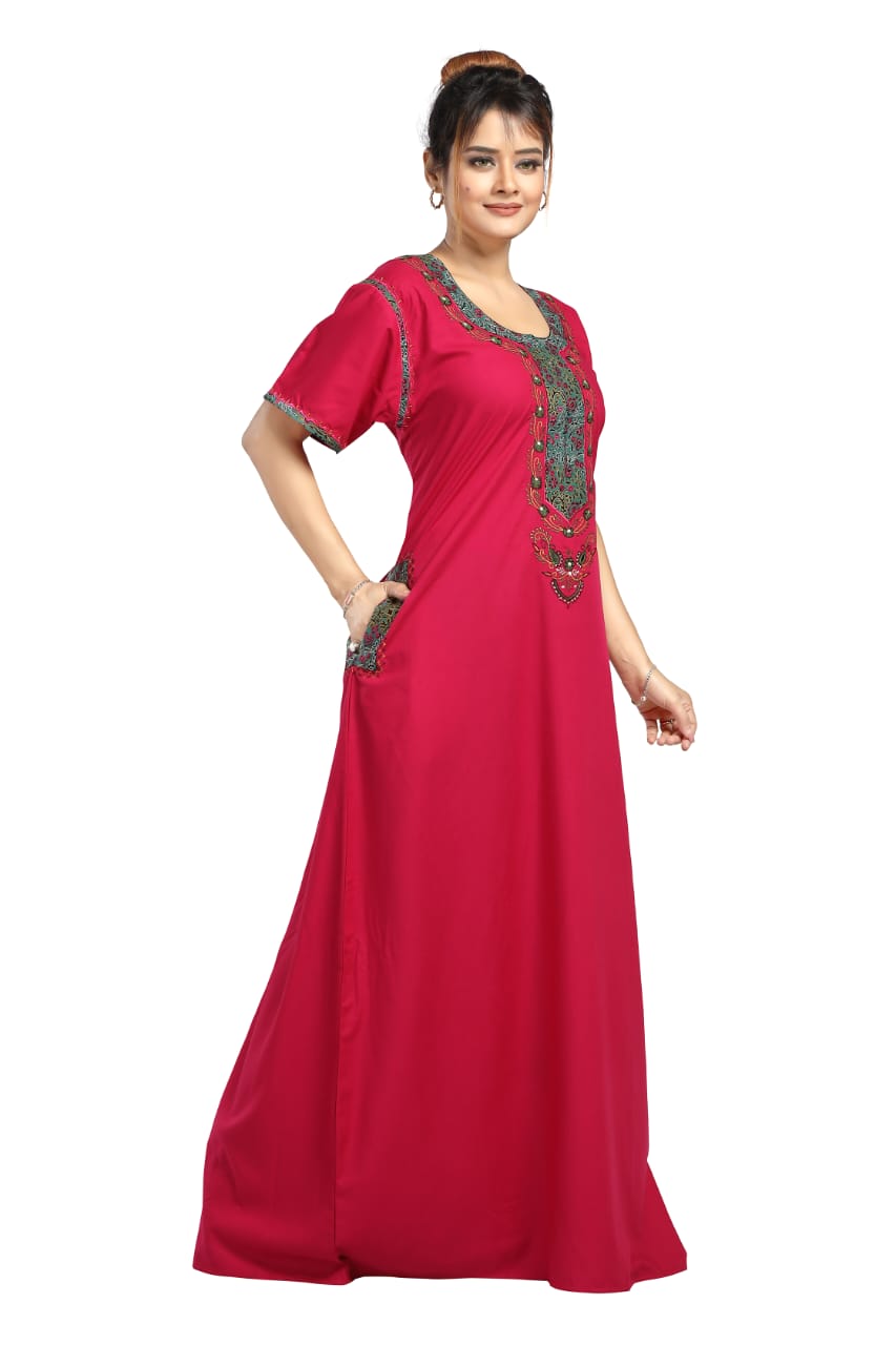 BHOPALI SAMLL WORK NIGHTY RANI PINK