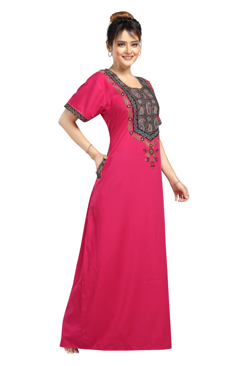 BHOPALI PEACOCK WORK NIGHTY RANI PINK