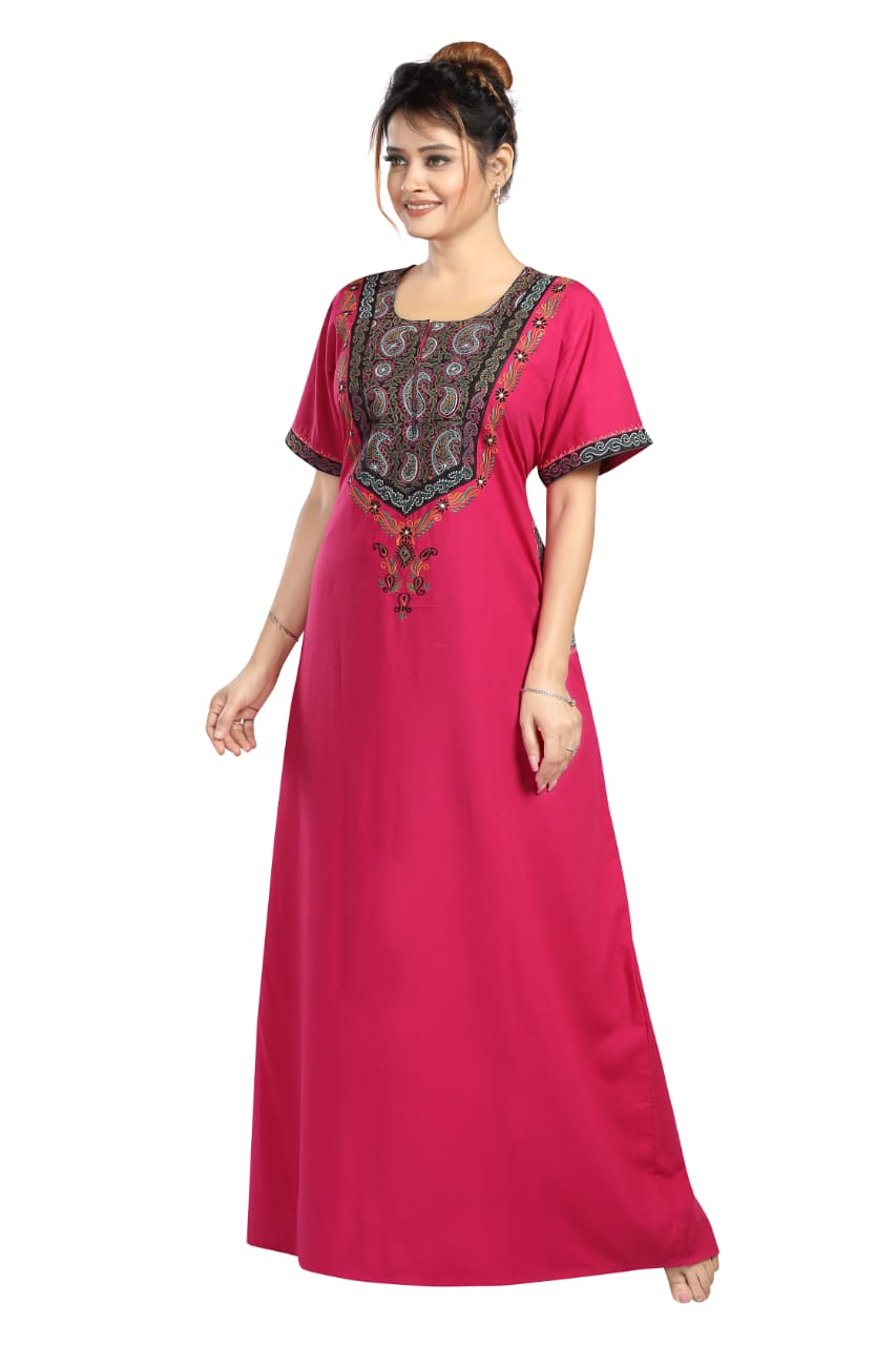 BHOPALI PEACOCK WORK NIGHTY RANI PINK