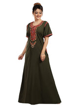BHOPALI SMALL WORK NIGHTY OLIVE GREEN