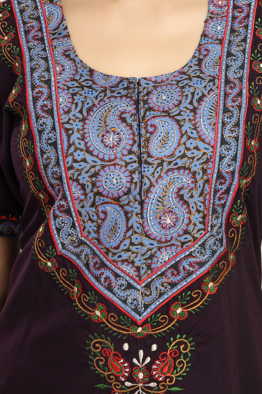 BHOPALI PEACOCK WORK NIGHTY PURPLE