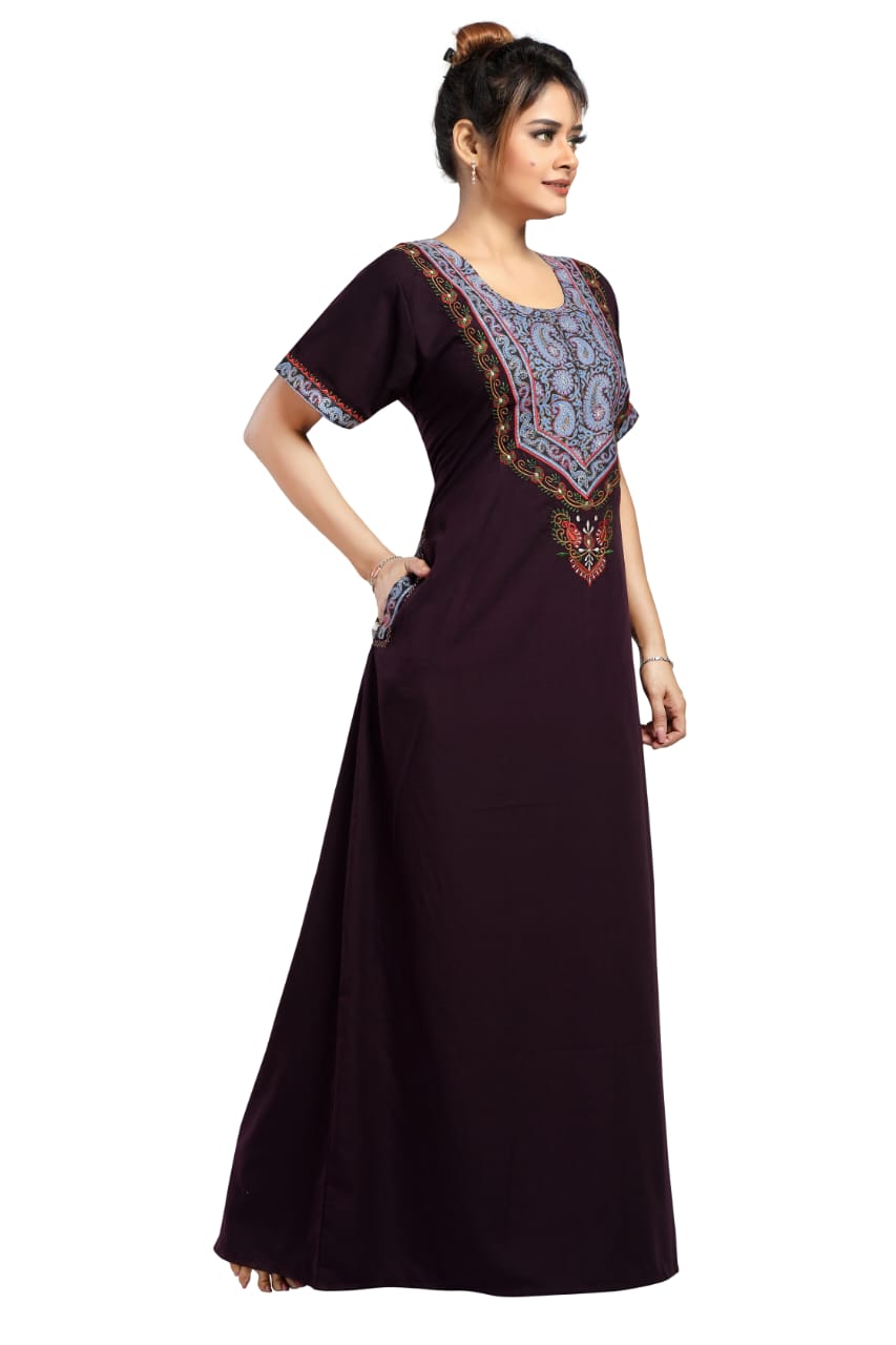 BHOPALI PEACOCK WORK NIGHTY PURPLE
