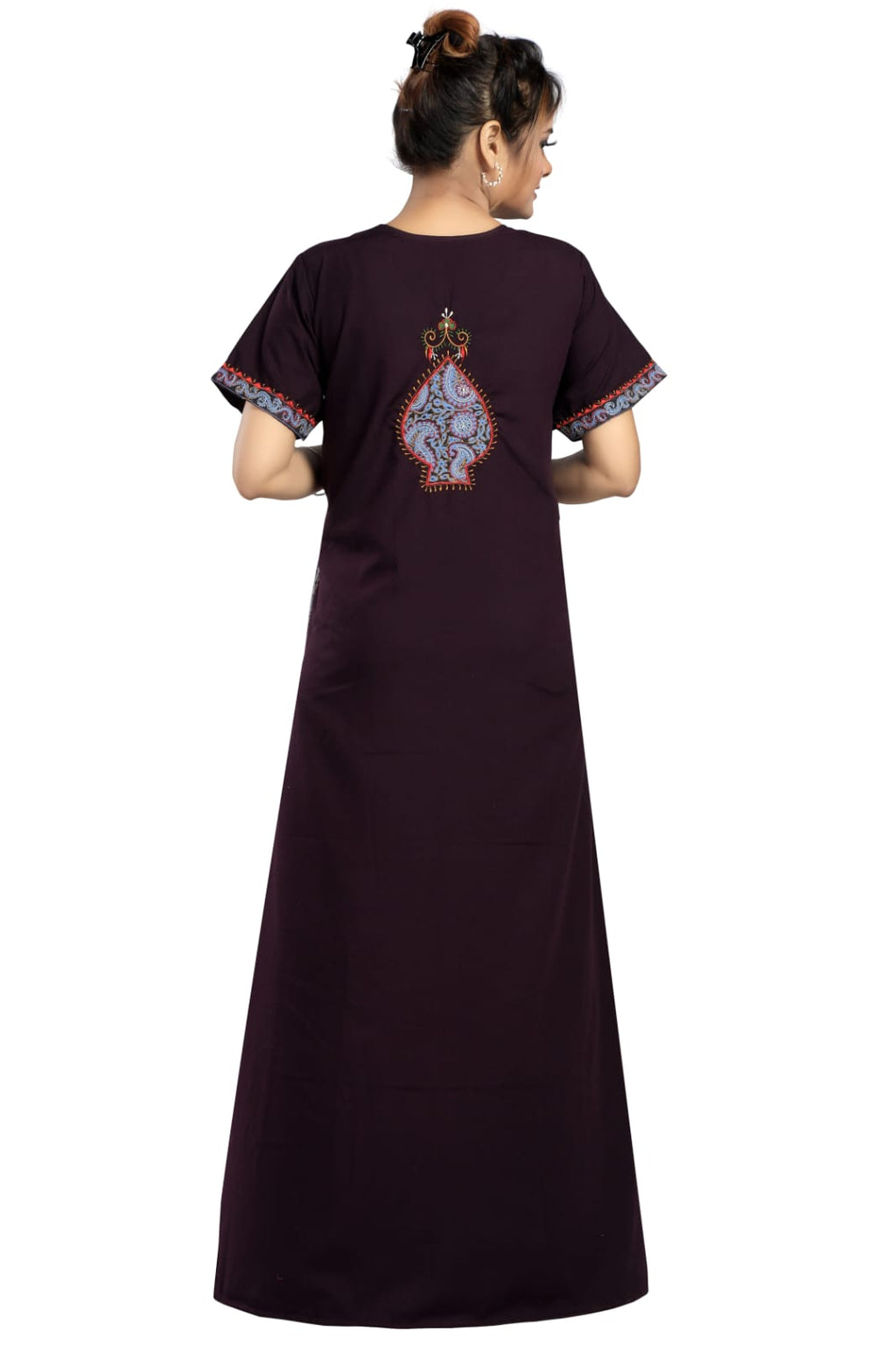 BHOPALI PEACOCK WORK NIGHTY PURPLE