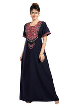 BHOPALI PEACOCK WORK NIGHTY NAVY BLUE