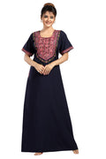 BHOPALI PEACOCK WORK NIGHTY NAVY BLUE