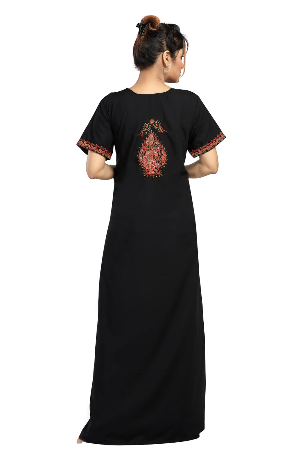 BHOPALI PEACOCK WORK NIGHTY BLACK
