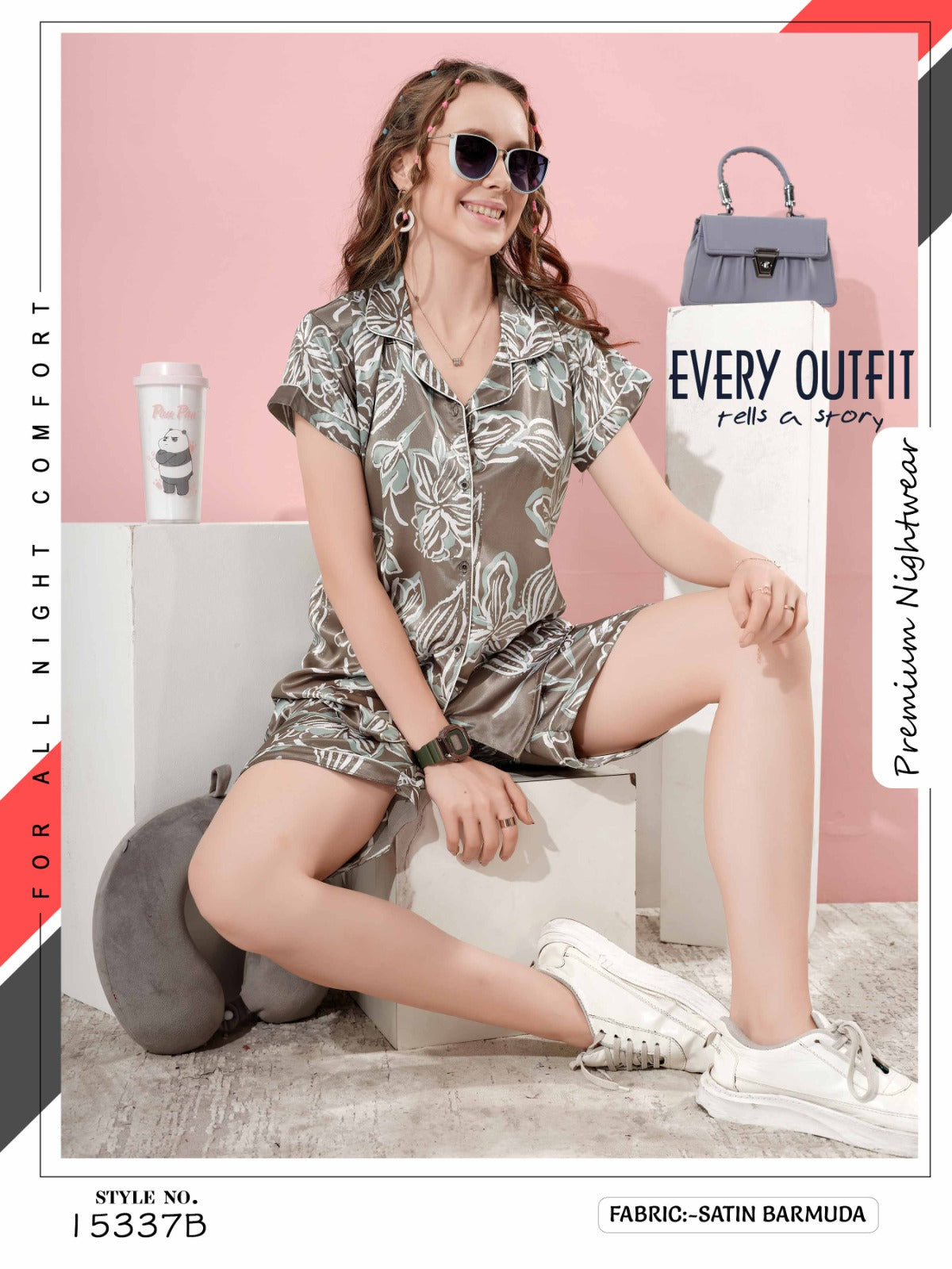 15337ML SHORT SATIN NIGHT SUIT