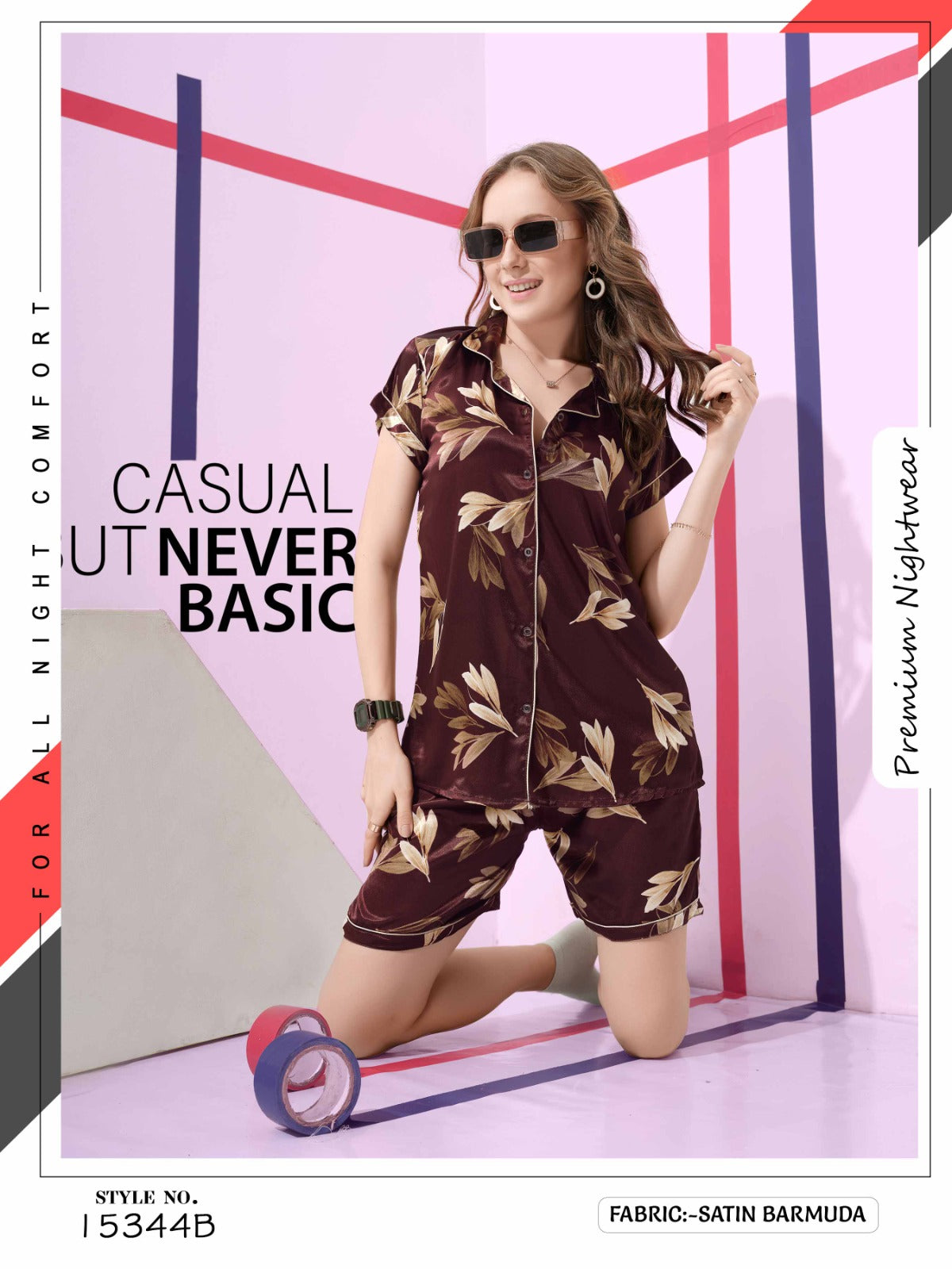 15344ML SHORT SATIN NIGHT SUIT