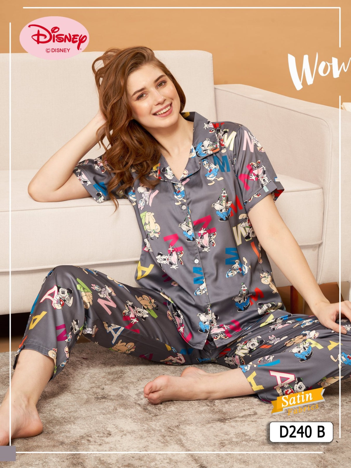 D240ML SATIN FRONT OPEN NIGHT SUIT