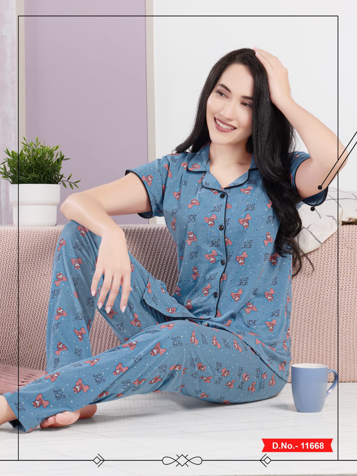 11668ML FRONT OPEN NIGHT SUIT